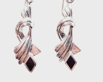 Sterling 925 real silver earrings |  Vintage hanging earrings | Onyx earrings boho earrings | Earrings | Sterling silver
