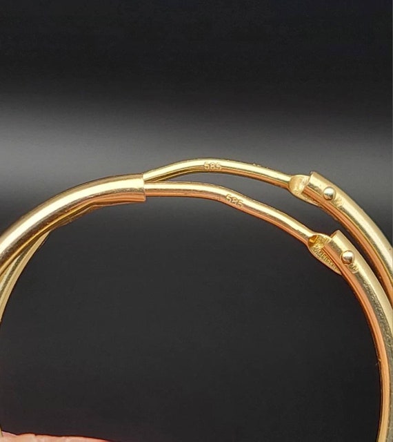 Modern 585 gold hoop earrings with simple hoop di… - image 8
