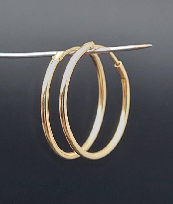 Modern 585 gold hoop earrings with simple hoop di… - image 4