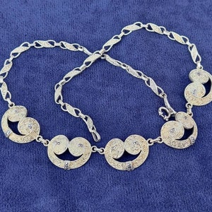 Antique 925 silver necklace Theodor Fahrner Kreusel chain gold-plated with marcasites 43 cm