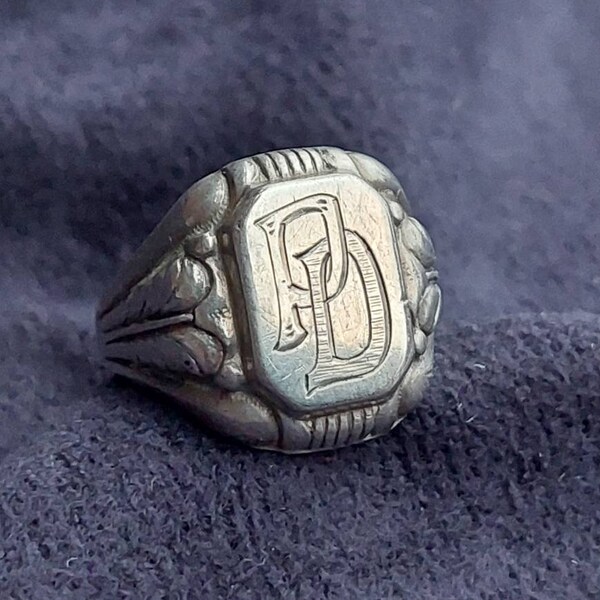 Gr 13 53 Antiker Siegelring 835er Silber Herrenring Initialen PD DP antiker Schmuck