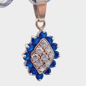 Vintage 585 gold yellow gold pendant with cut blue zirconia stone