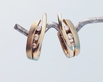 Vintage simple zirconia hoop earrings 925 silver gold plated earrings hoop earrings CT16