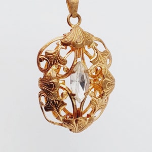 Antique Art Nouveau Double Pendant Clear Cut Stone Antique Jewelry