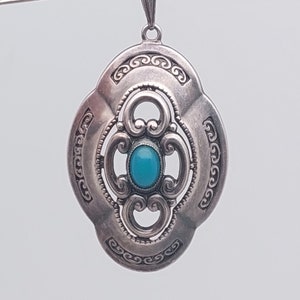 Antique 835 silver pendant green cut stone antique Art Nouveau silver jewelry