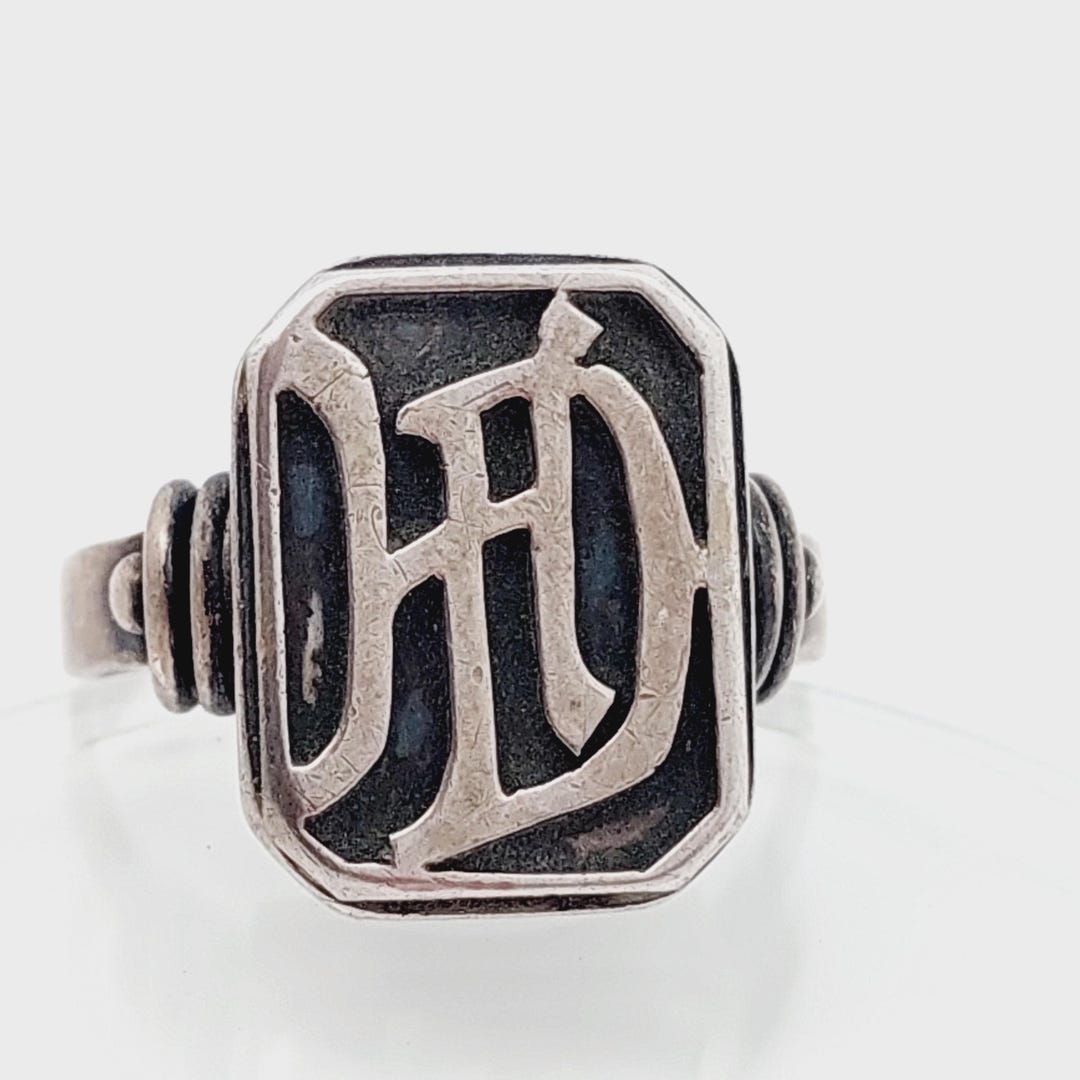 Antique Signet Ring 835 Silver Men's Ring Initials HD DH Antique