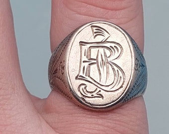 Size 24 64 Antique 900 Silver Ring Men's Signet Ring RH HR