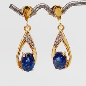 925 silver silver earrings earrings with blue stone gold plated hanging earrings