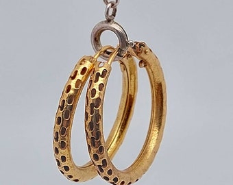 2.5 cm vintage double hoop earrings mid-century gold-plated earrings
