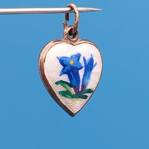 Pendentif en argent antique 835 argent coeur fleurs émail bracelet à breloques pendentif porte-bonheur Guliosch