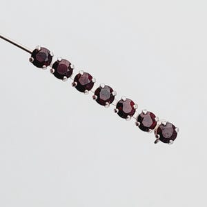 Beautiful antique 835 silver bar brooch red garnet stone brooch