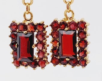 Orecchini pendenti in granato oro 333 nostalgici, orecchini in oro, pietre di granato, gioielli in granato, orecchini in vero oro, regalo per lei, esclusivamente per donne