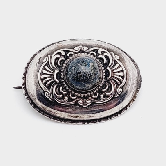 Schöne antike 800er Silber Brosche Rokalien Halbe… - image 1