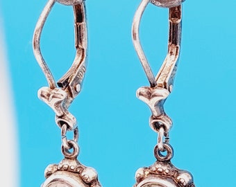 Paire de boucles d'oreilles en or, argent, diamants et perles fines vers 1900 - XIXe siècle - N.119470
