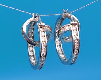 XXL nostalgic 925 silver earrings hoop earrings with zirconia stones