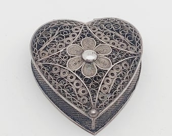Oval Silver Plate Repousse Jewelry Box Victorian with Raised Rose