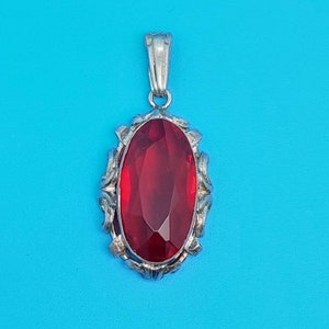 Antique Art Nouveau pendant 835 silver red cut stone antique jewelry