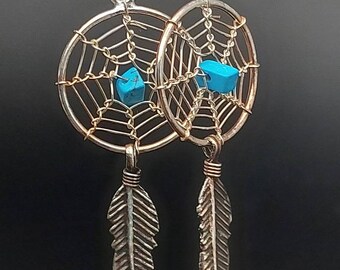 Nostalgic 925 silver earrings with turquoise Indian jewelry
