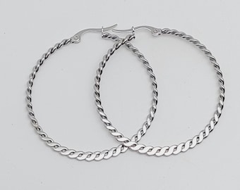 Stainless steel hoop earrings 30 mm 40 mm twisted diameter 3 cm 4 cm #E02