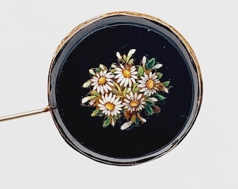 Broche double Biedermeier antique et fleurs vers 1880