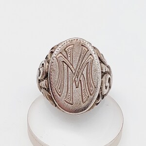Tamaño 17 57 Anillo de sello antiguo 835 plata anillo de hombre iniciales MK KM joyería antigua
