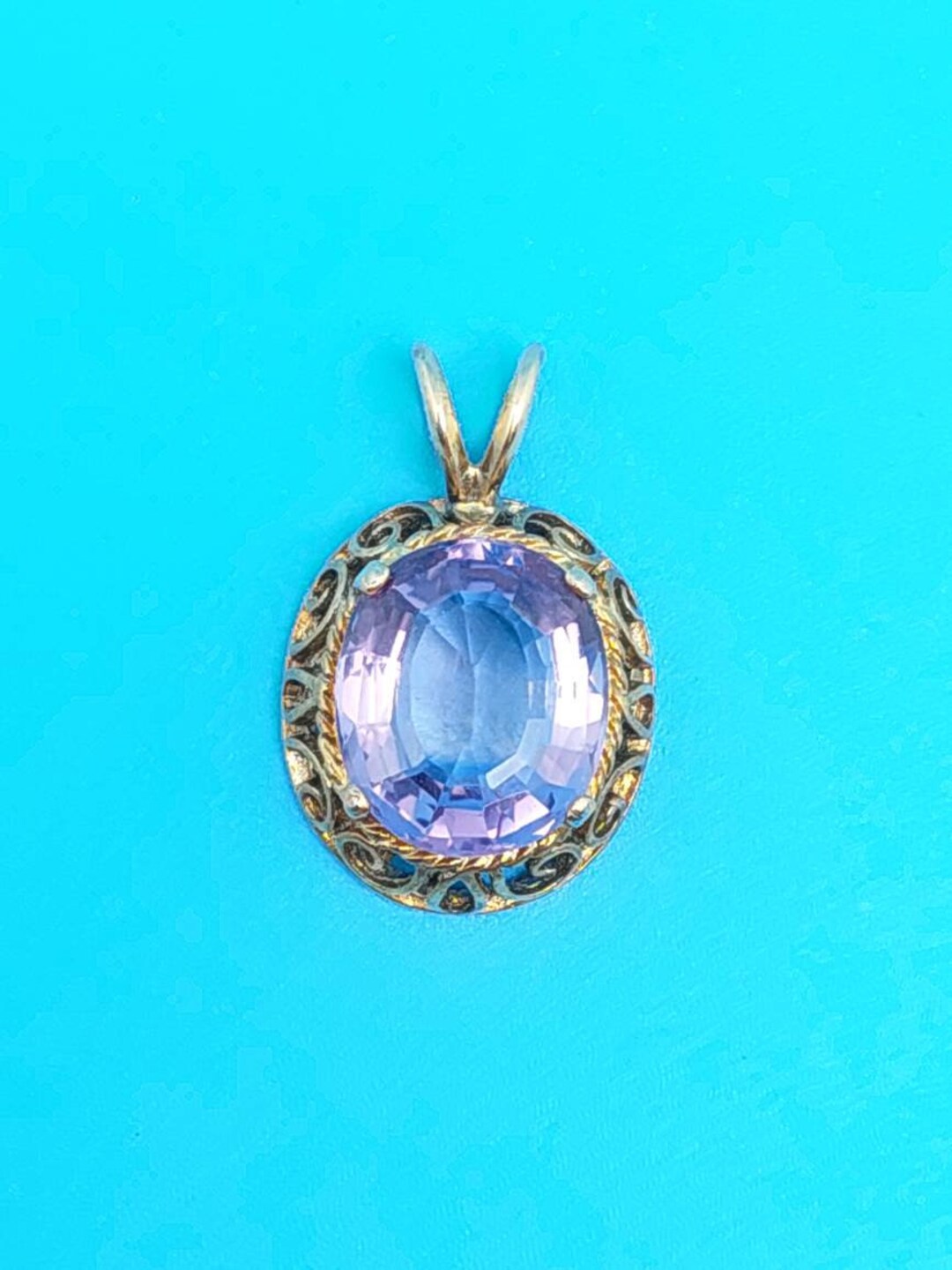 Antique Art Nouveau Silver Pendant Purple Cut Stone Gold Plated - Etsy