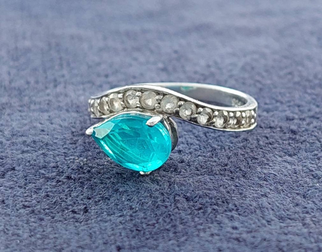 Size 13 53 Nostalgic 925 Silver With Blue Stone & Zirconia
