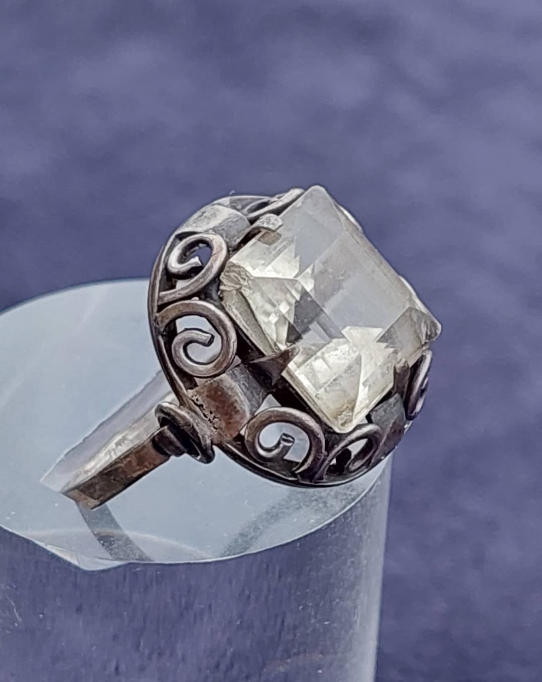 Size 15 Antique 830 Silver Ring Cut Stone Antique Ring