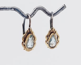 Pendientes antiguos dobles Jugendstil con piedras azules #13