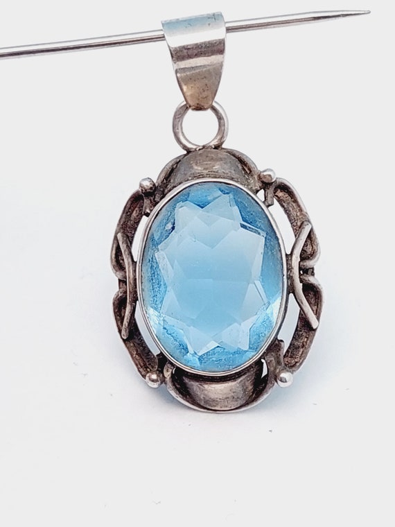 Antique 800 Art Nouveau silver pendant with large… - image 5