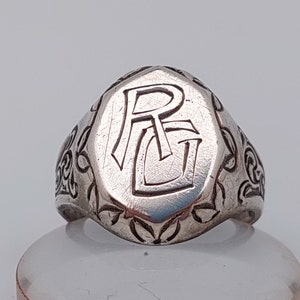 Gr 21 61 Antiker Siegelring 800er Silber Herrenring Initialen RG GR antiker Schmuck