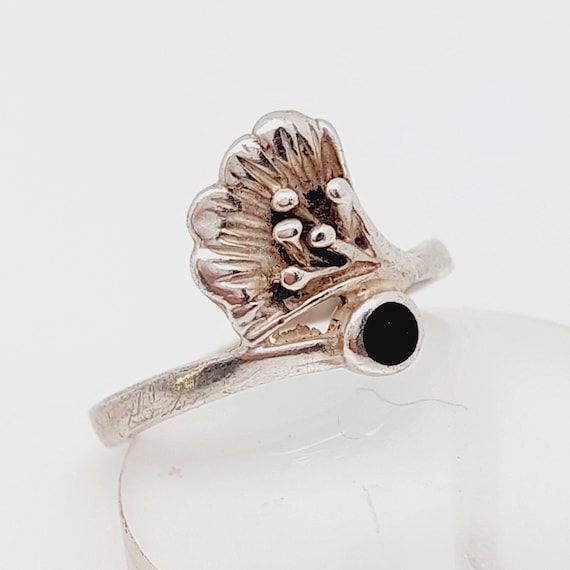 Size 14 24 Vintage 925 Silver Ring Filigree Jewelry Ring With Onyx 