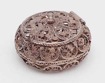 Vintage Sterling Silver Heart Pill Box Small Size 1987