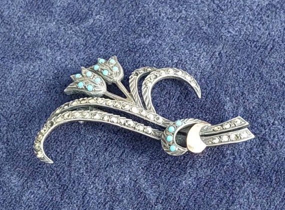 Ancienne broche en argent et pierre marcassite - Collection