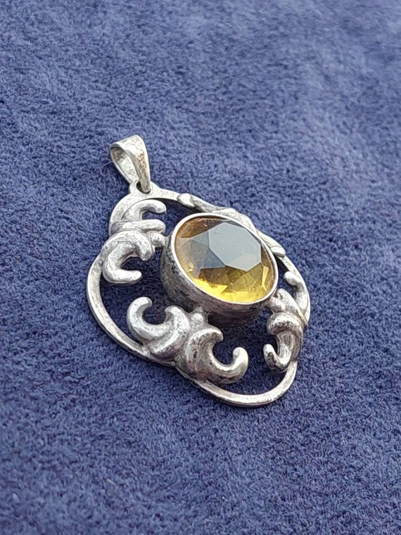 Pendentif Victorien En Argent 830 Avec Aigue-marine Naturelle 14.00 Ct - Antique