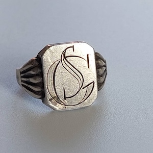 Gr 20 60 Antiker Herren Siegelring 835er Silber Herrenring Initialen GS SG