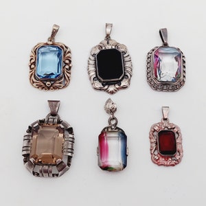 Antique Art Nouveau pendant 835 silver pendant filigree jewelry Onyx Rhine pebble red blue stone