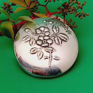 Large vintage 800 silver tin pill box flower decor pill box tin for pills