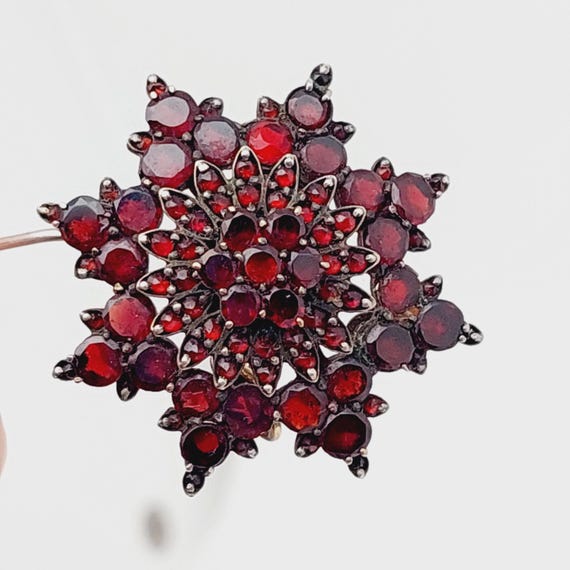 Antique Double Brooch Pendant Star With Garnet Stones Seed  display picture 1