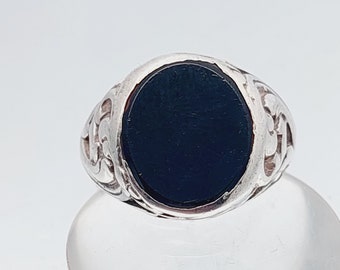 gr. 19 59 antique signet ring 835 silver men's ring onyx antique jewelry