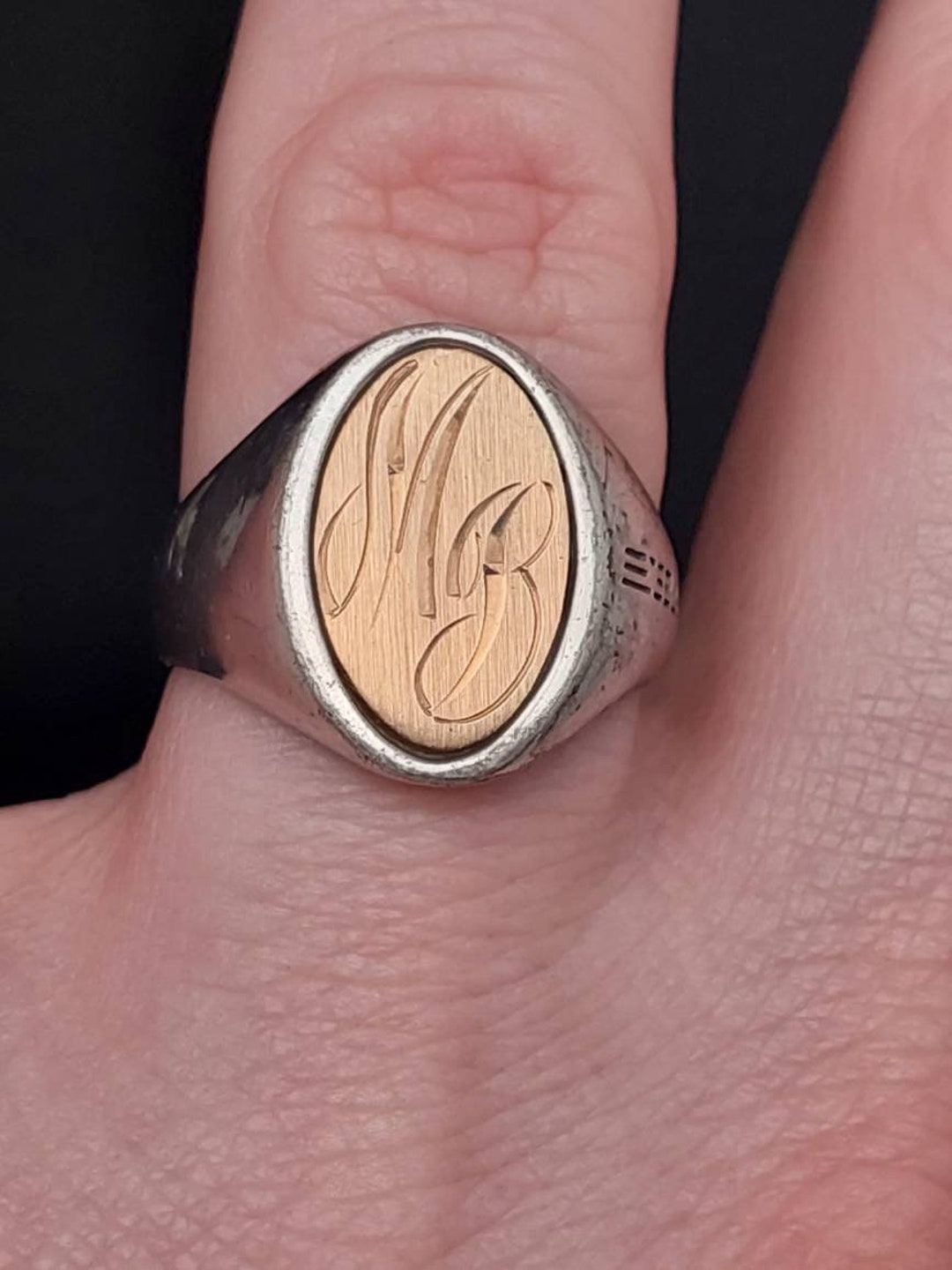 Antique Silver Ring Men's Ring MB BM Silver Etsy