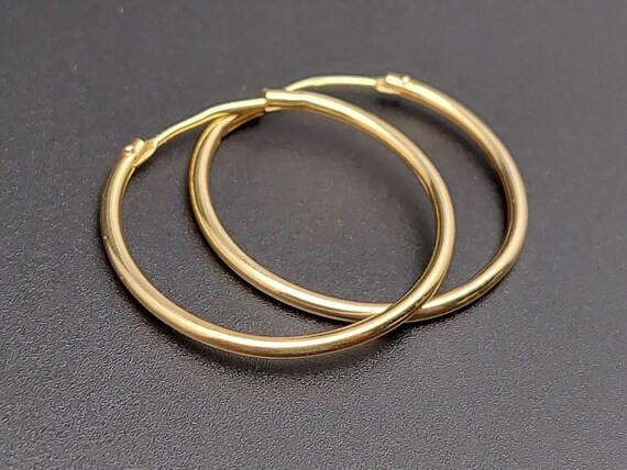 Modern 585 gold hoop earrings with simple hoop di… - image 3