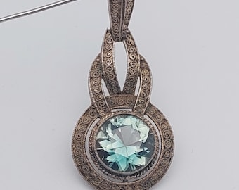 Antique Theodor Fahrner pendant 925 silver antique brooch art nouveau jewelry green stone