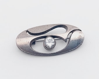 Scandinavia silver brooch Finland jewelry modern design 925 silver rock crystal jewelry designer jewelry mid century