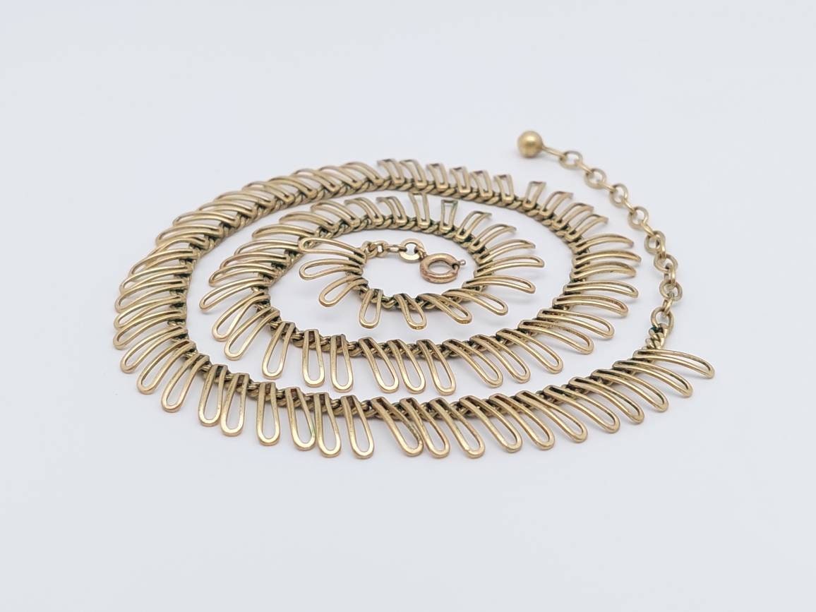 Double Collier Amerik FBM antique costume jewelry gold plated antique necklace antique jewelry