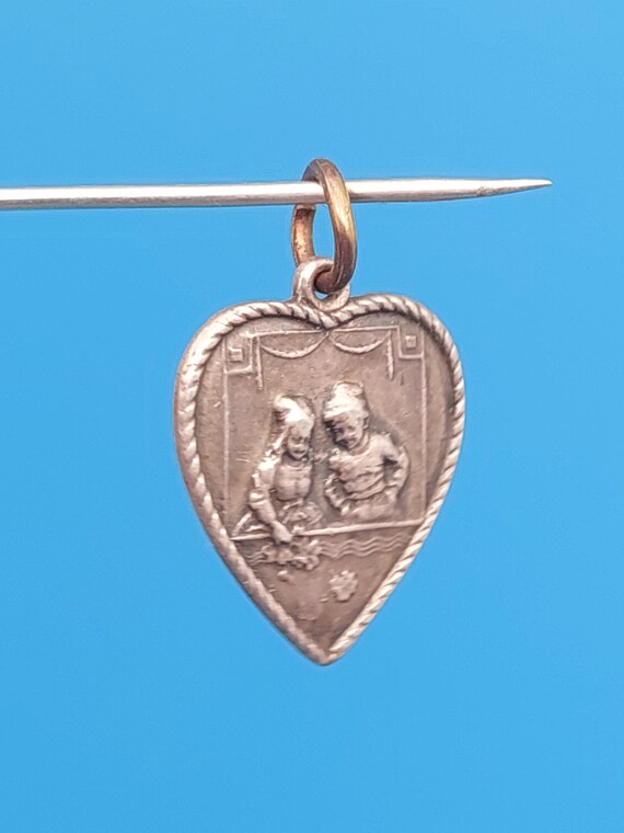 Antique silver pendant silver Art Nouveau boy gir… - image 3