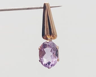 Vintage 8K 333 gold pendant with purple lilac stone, yellow gold amethyst