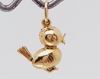 Vintage 333 gold pendant bird charm bracelet charm