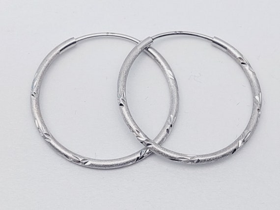3 cm vintage hoop earrings 925 silver earrings di… - image 1