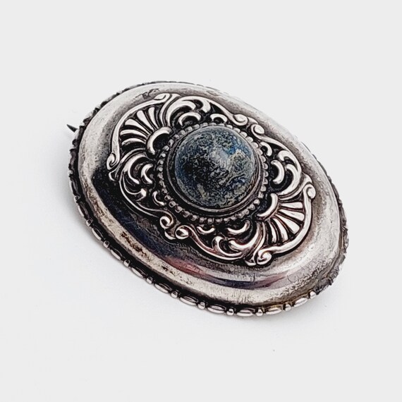 Schöne antike 800er Silber Brosche Rokalien Halbe… - image 4